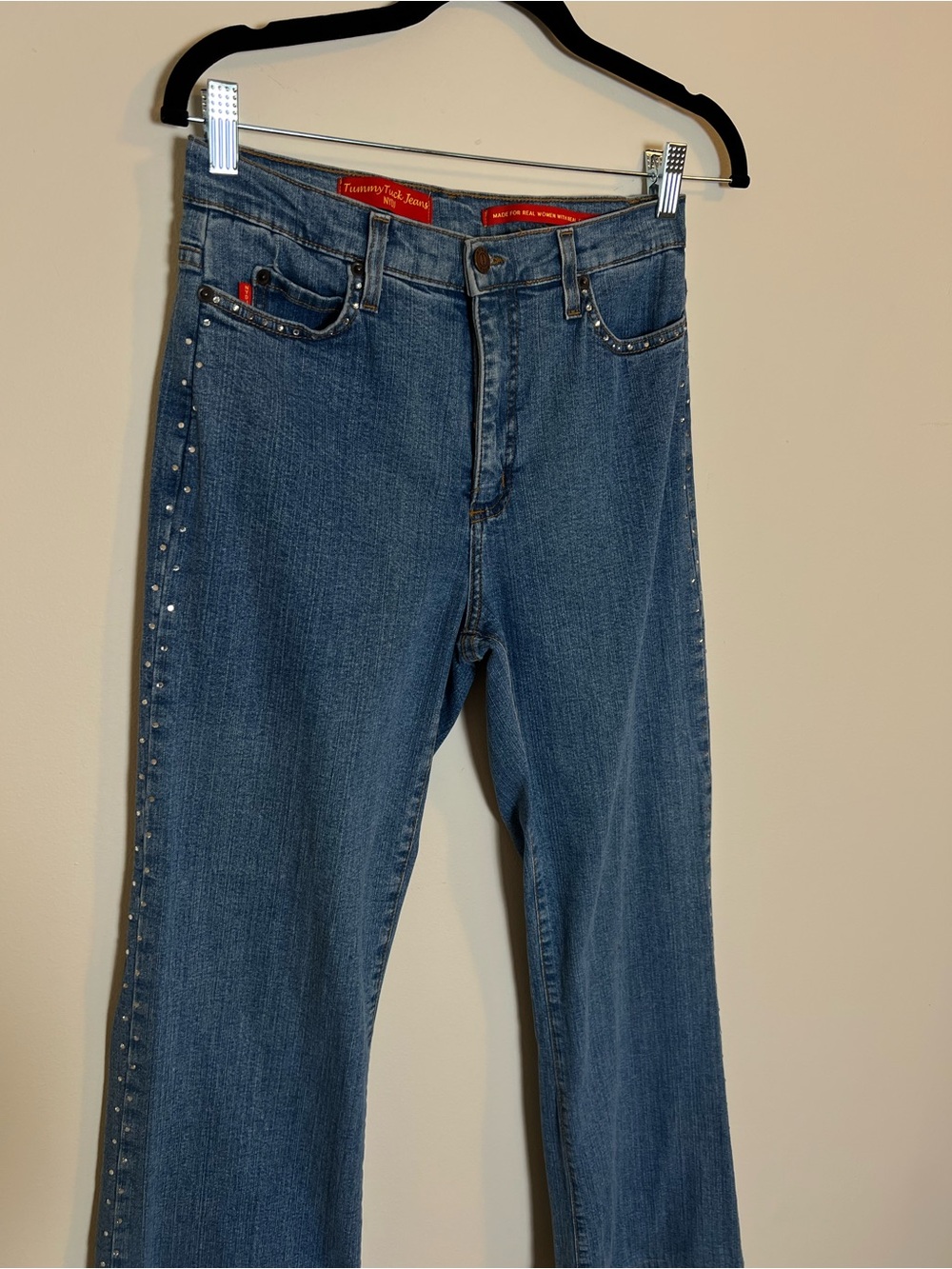 NYDJ Women's Blue Jeans Bedazzled Gem Side Stud Detail